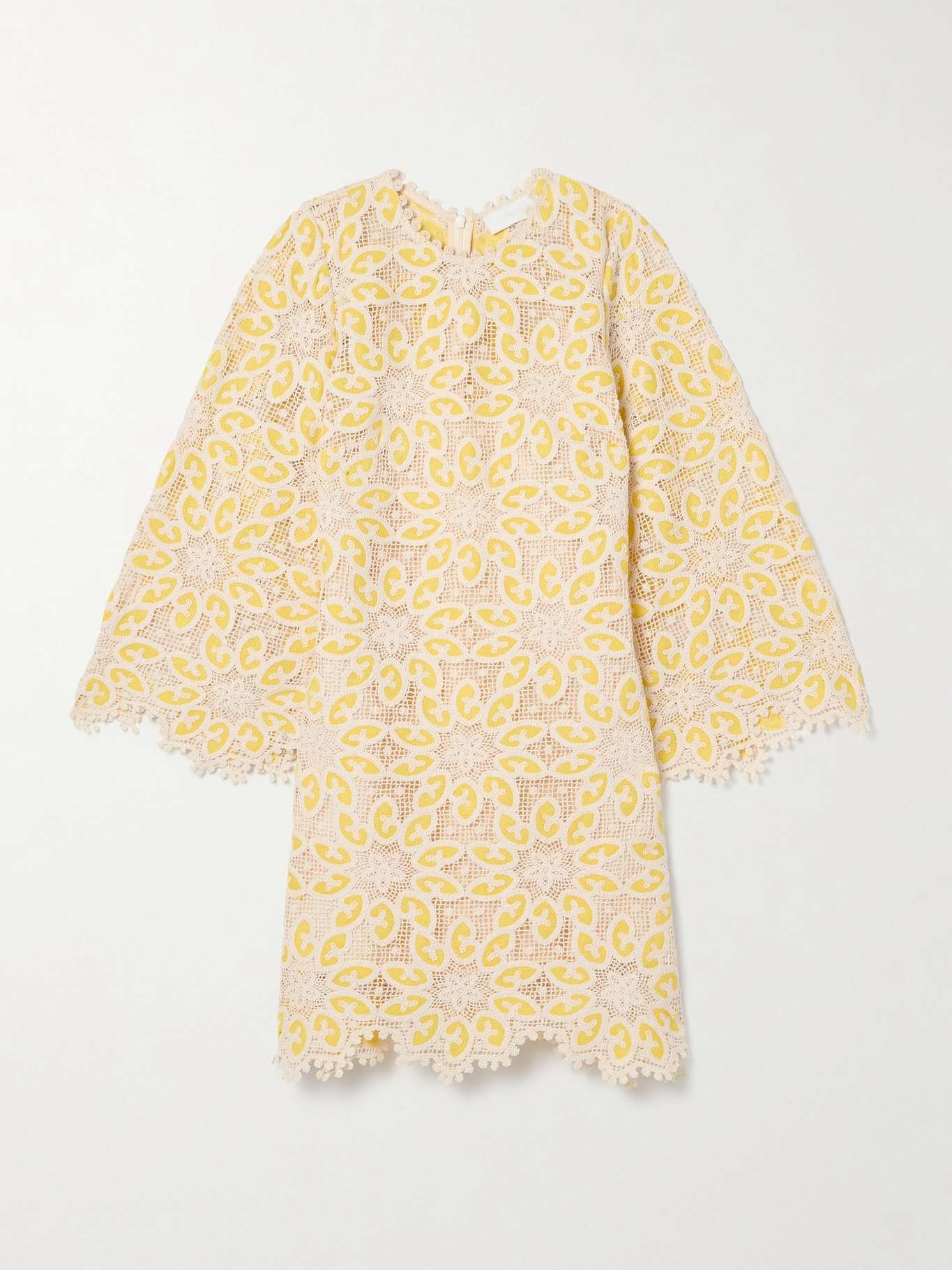 Golden cotton-lace mini dress - 1
