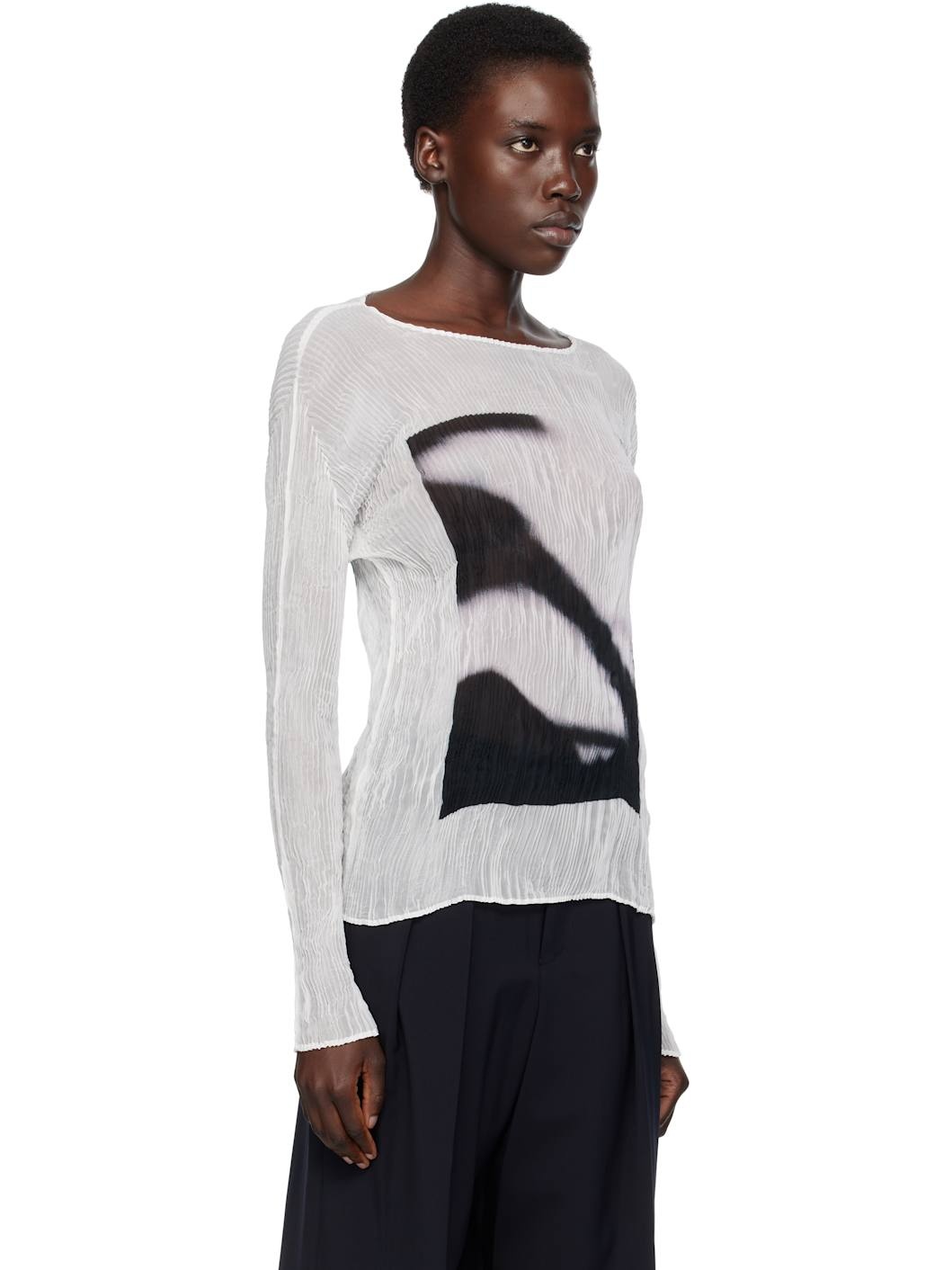 White May Shadow Study Chiffon Twist T-shirt - 2