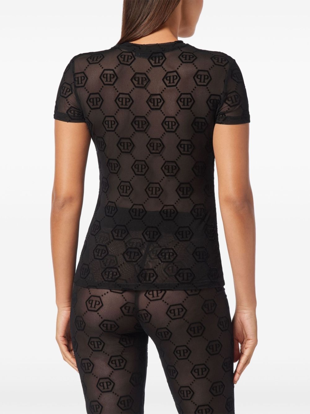 monogram tulle t-shirt - 4
