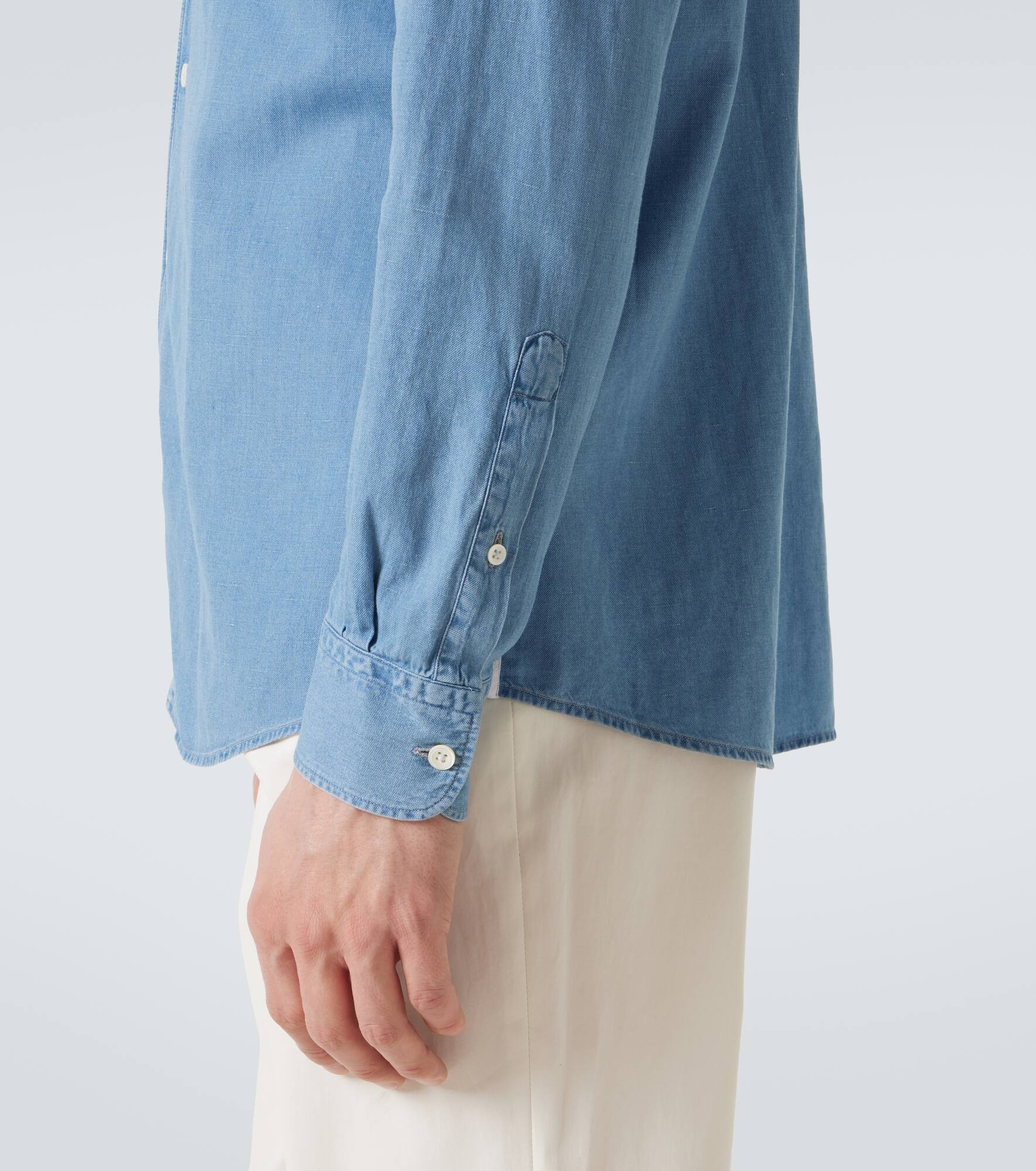 Cotton and linen denim shirt - 6