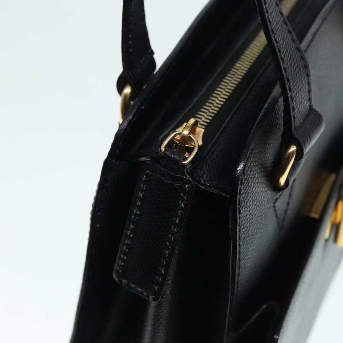 CELINE Hand Bag Leather Black Gold - 10