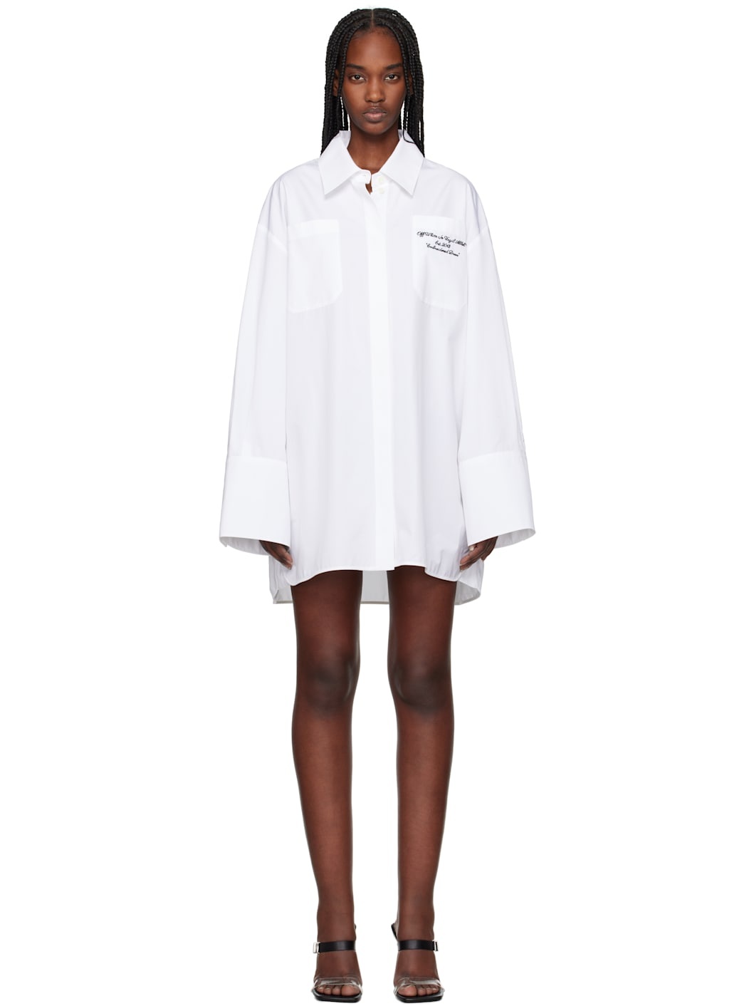 White Poplin Roxy Shirt Minidress - 1