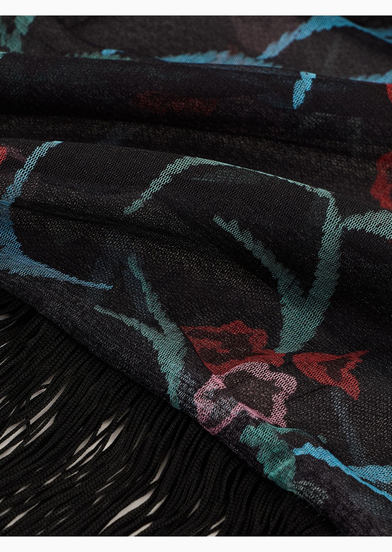 Printed silk cape with fringes - 2