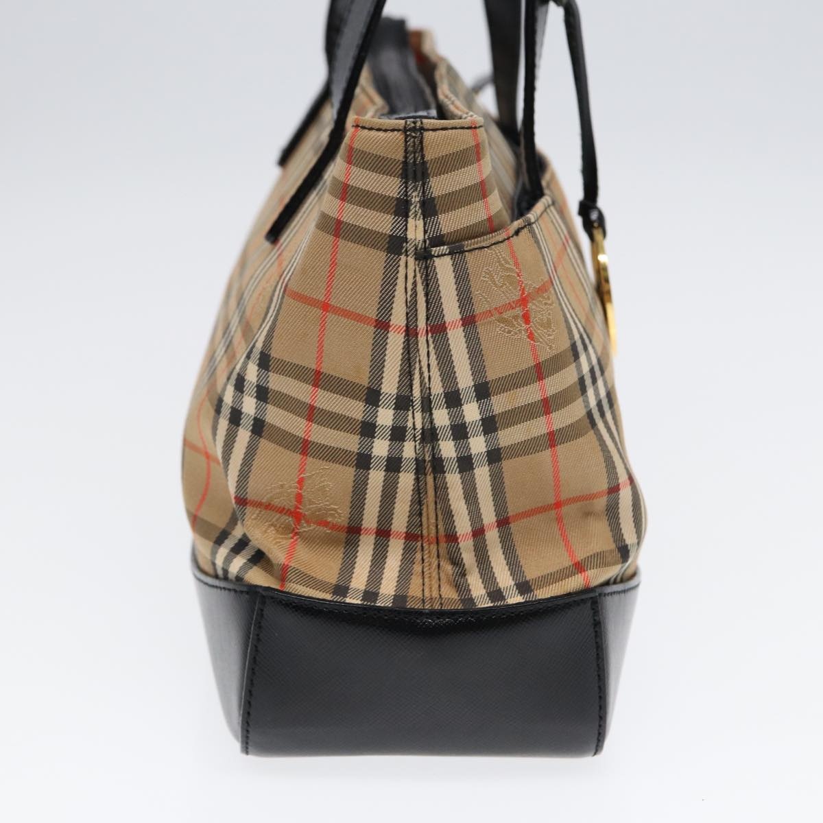 Burberry Nova Check Hand Bag Canvas Leather Beige Gold - 5
