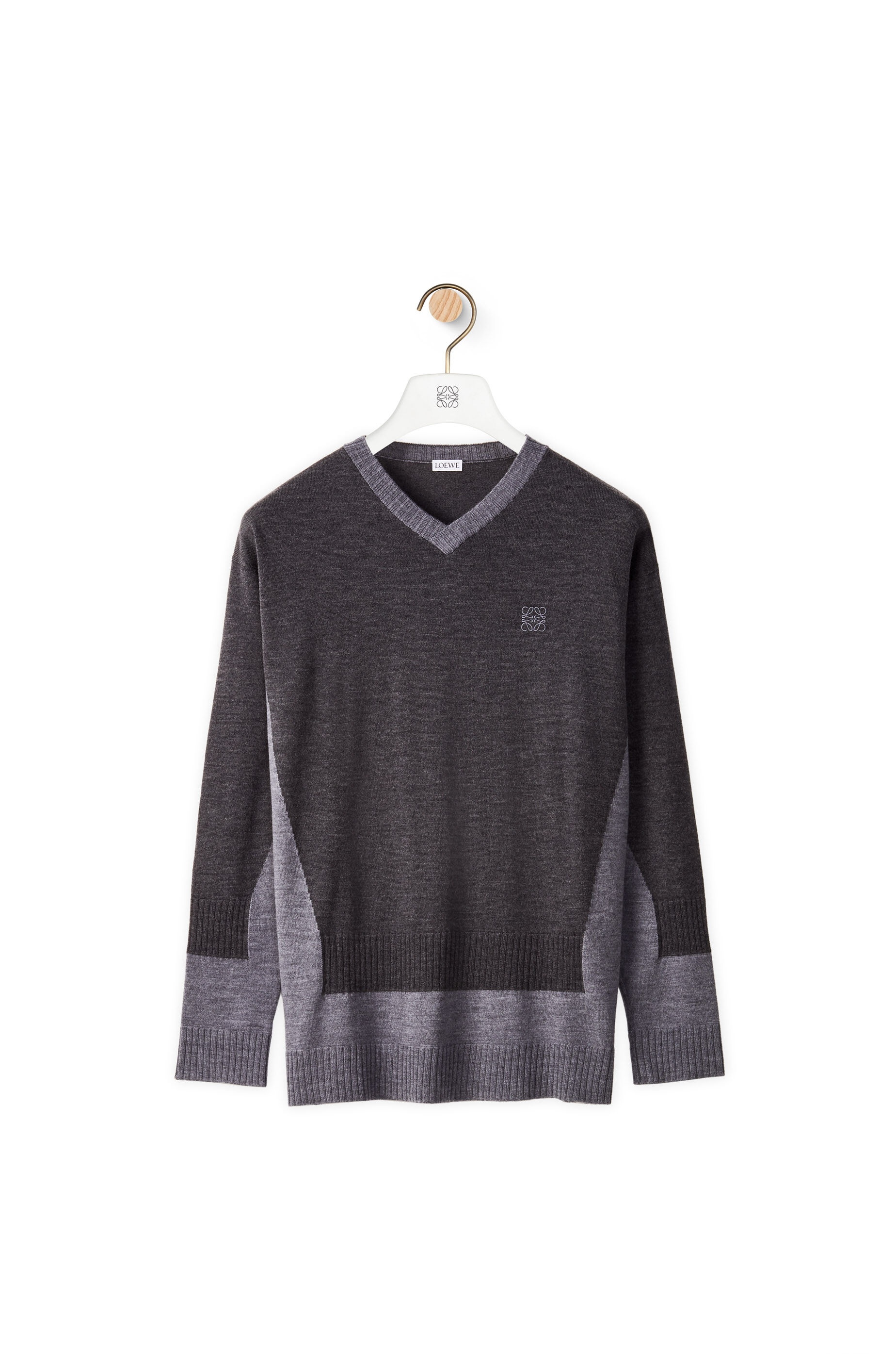 Double V-neck sweater in wool - 1