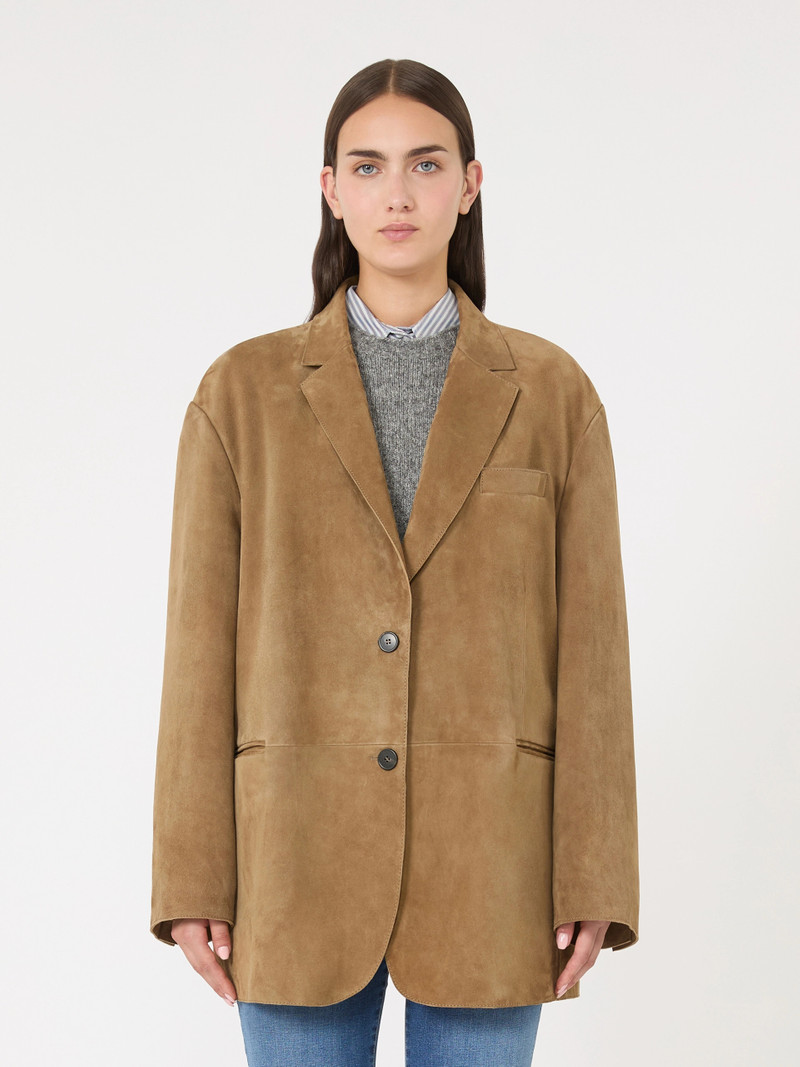 ROLANDA Oversized suede blazer - DESERT 3
