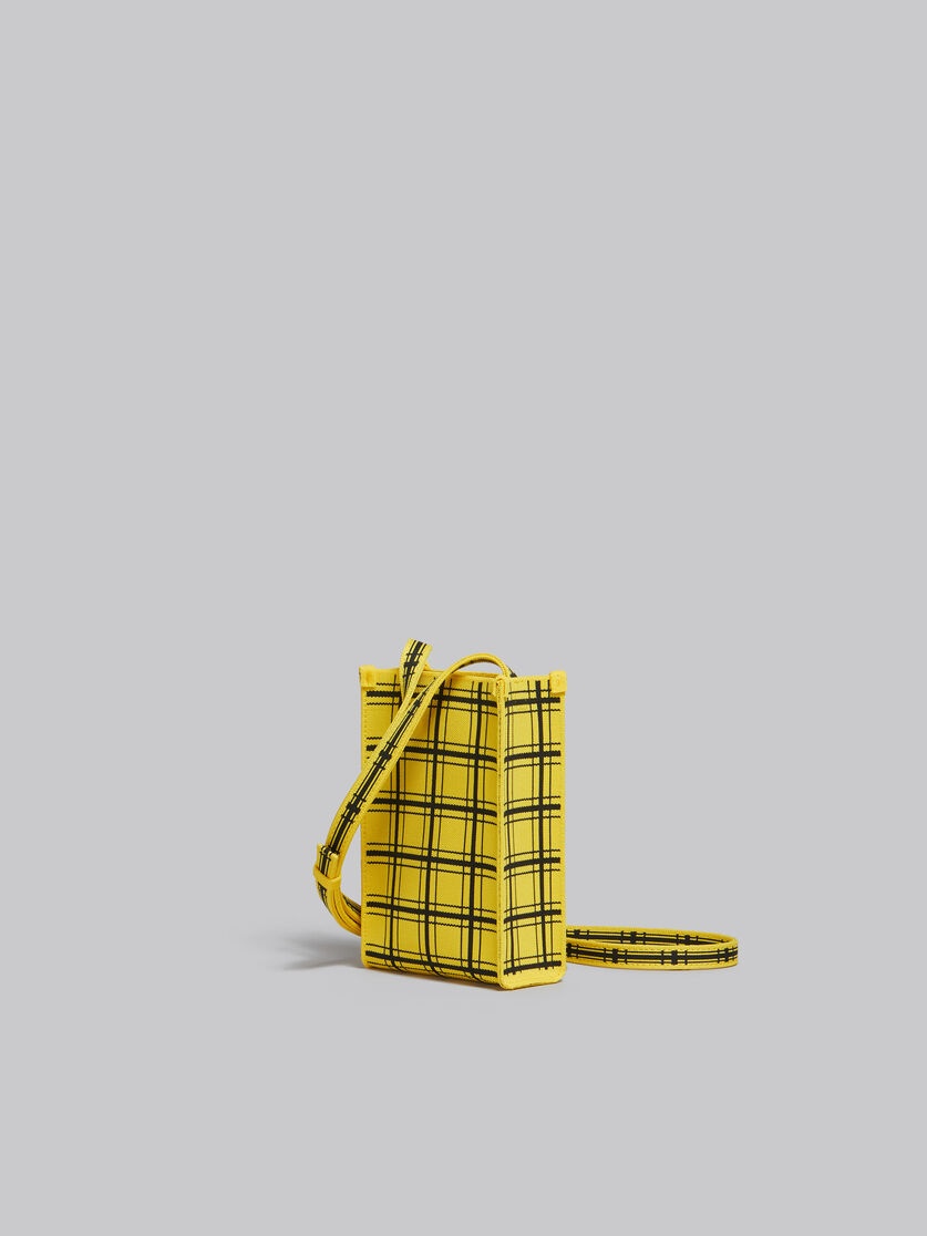 YELLOW AND BLACK JACQUARD CHECK MINI SHOULDER BAG - 3