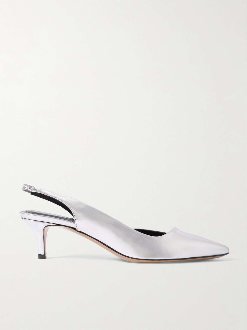 Piery mirrored-leather slingback pumps 1