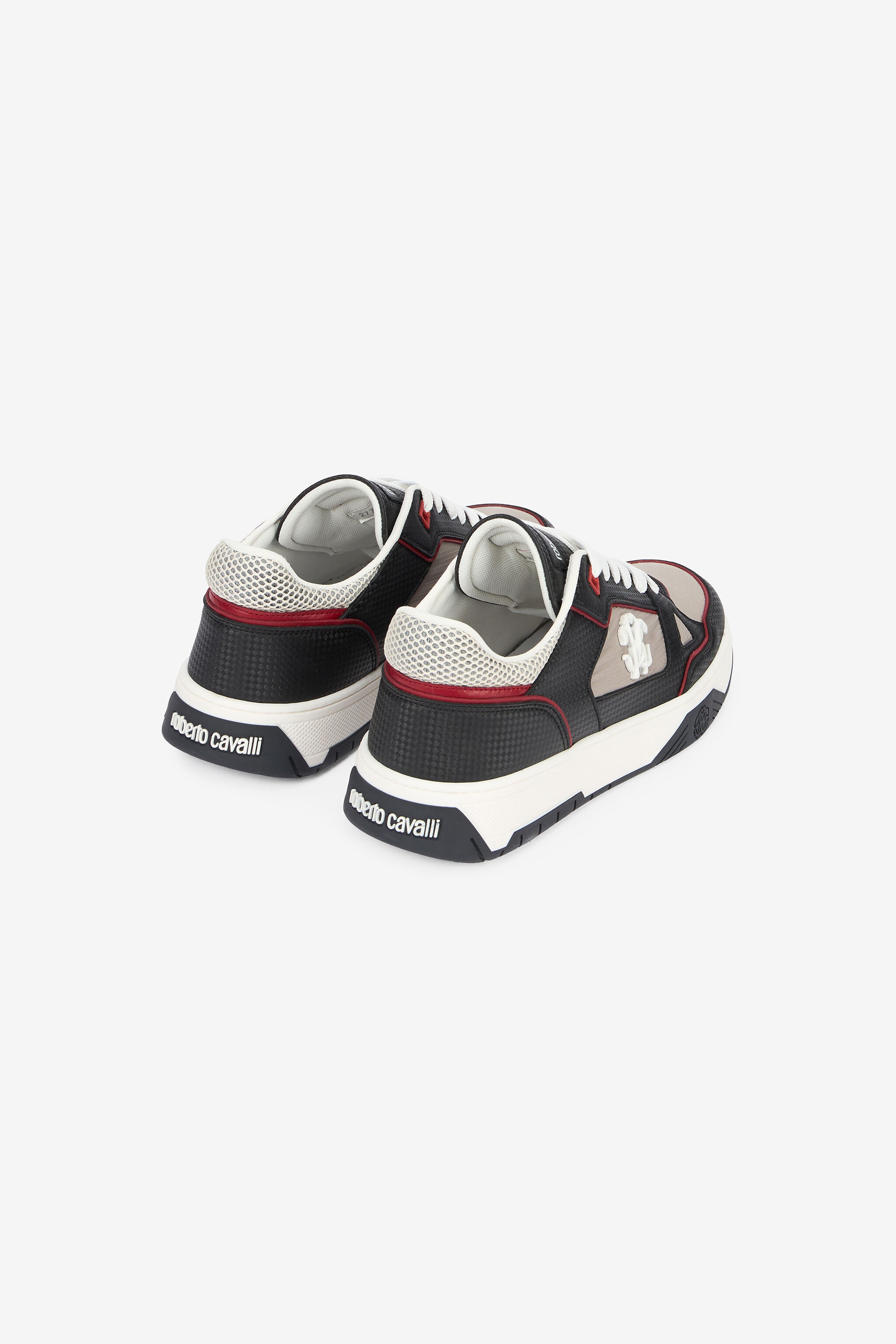 White and Black Sneakers with Mirror Snake Monogram - 3