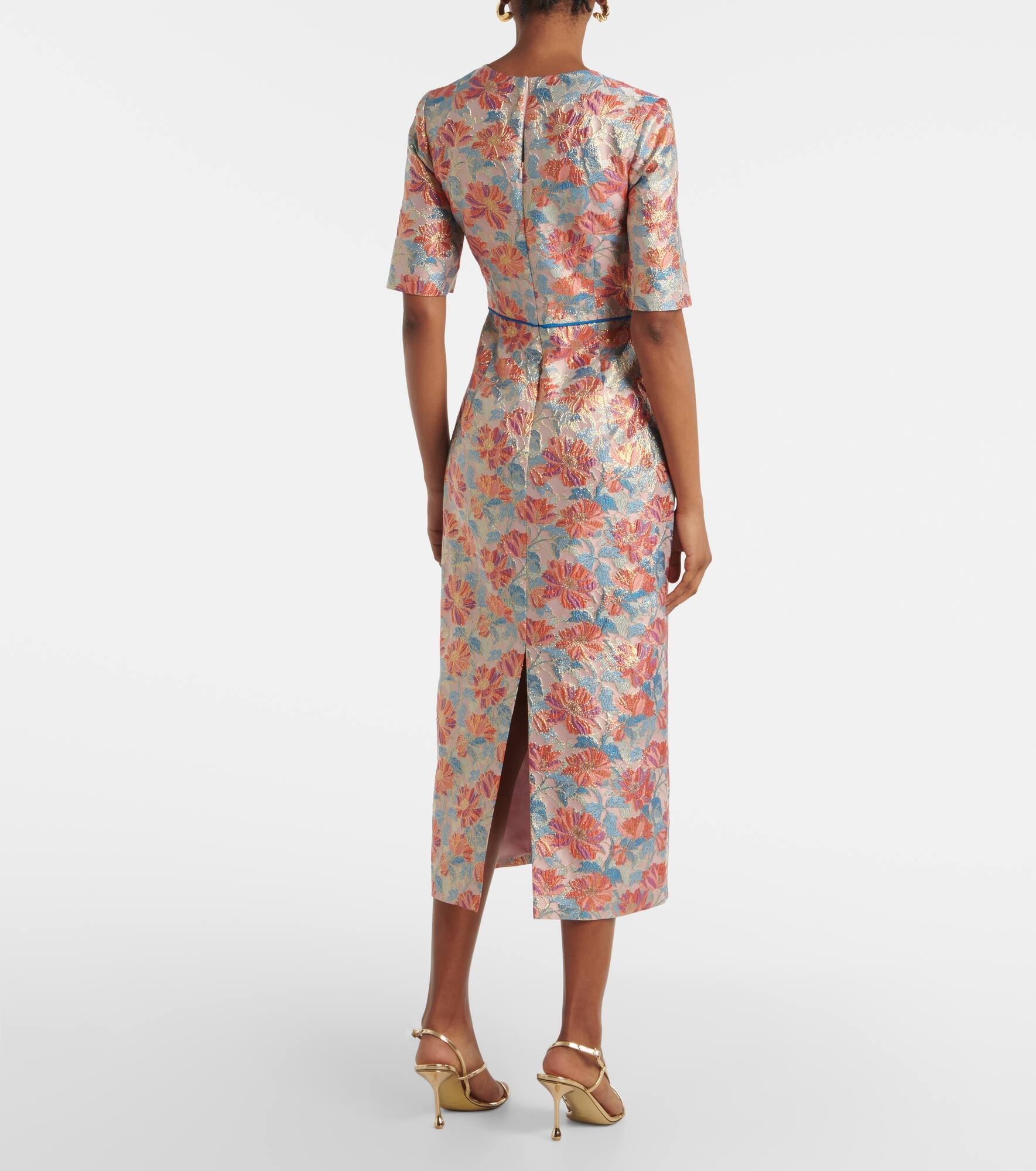 Metallic brocade cocktail dress - 3
