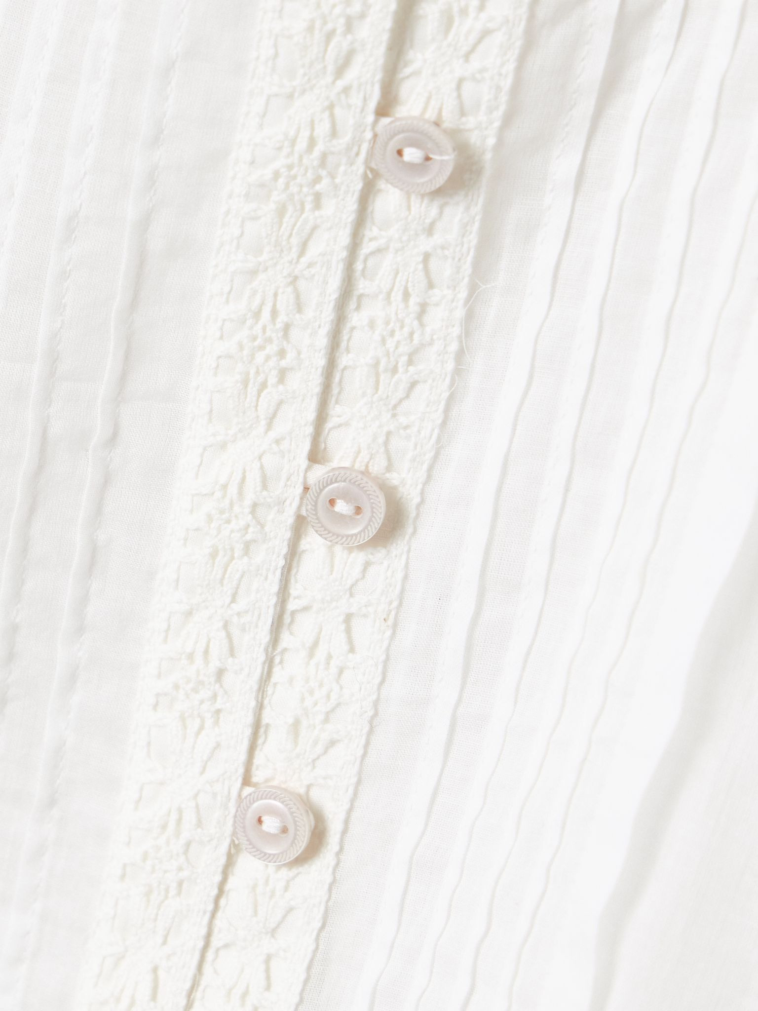Greicy guipure lace-trimmed pintucked cotton-voile shirt White - 5