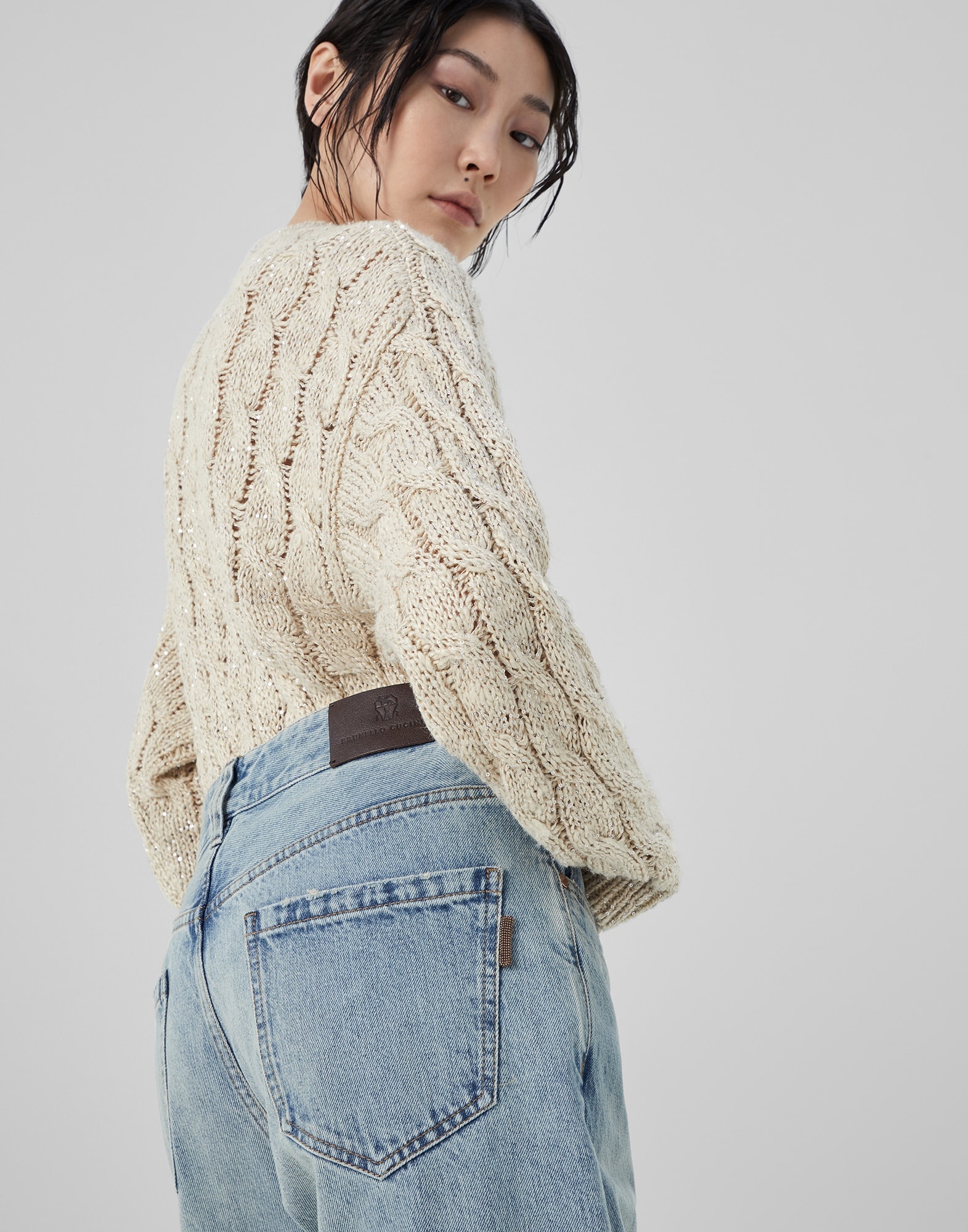 Authentic denim retro loose five-pocket trousers with shiny tab - 3