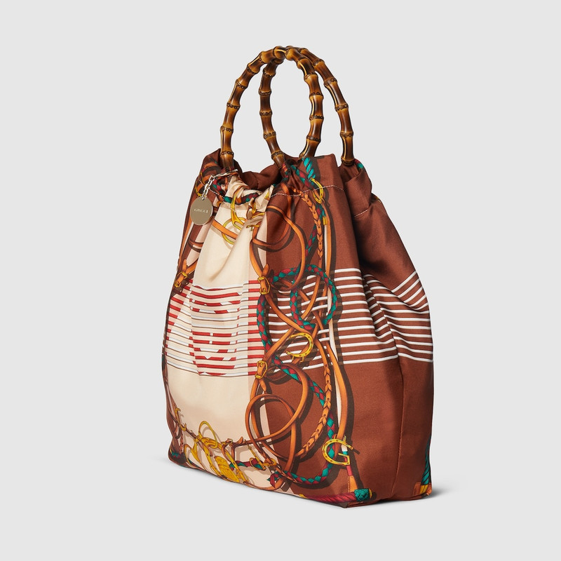 GUCCI Silk maxi tote bag with bamboo handle outlook
