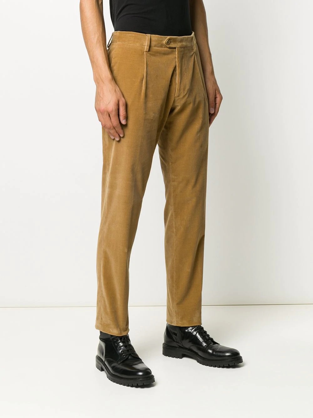 velvet-effect slim-fit trousers - 3