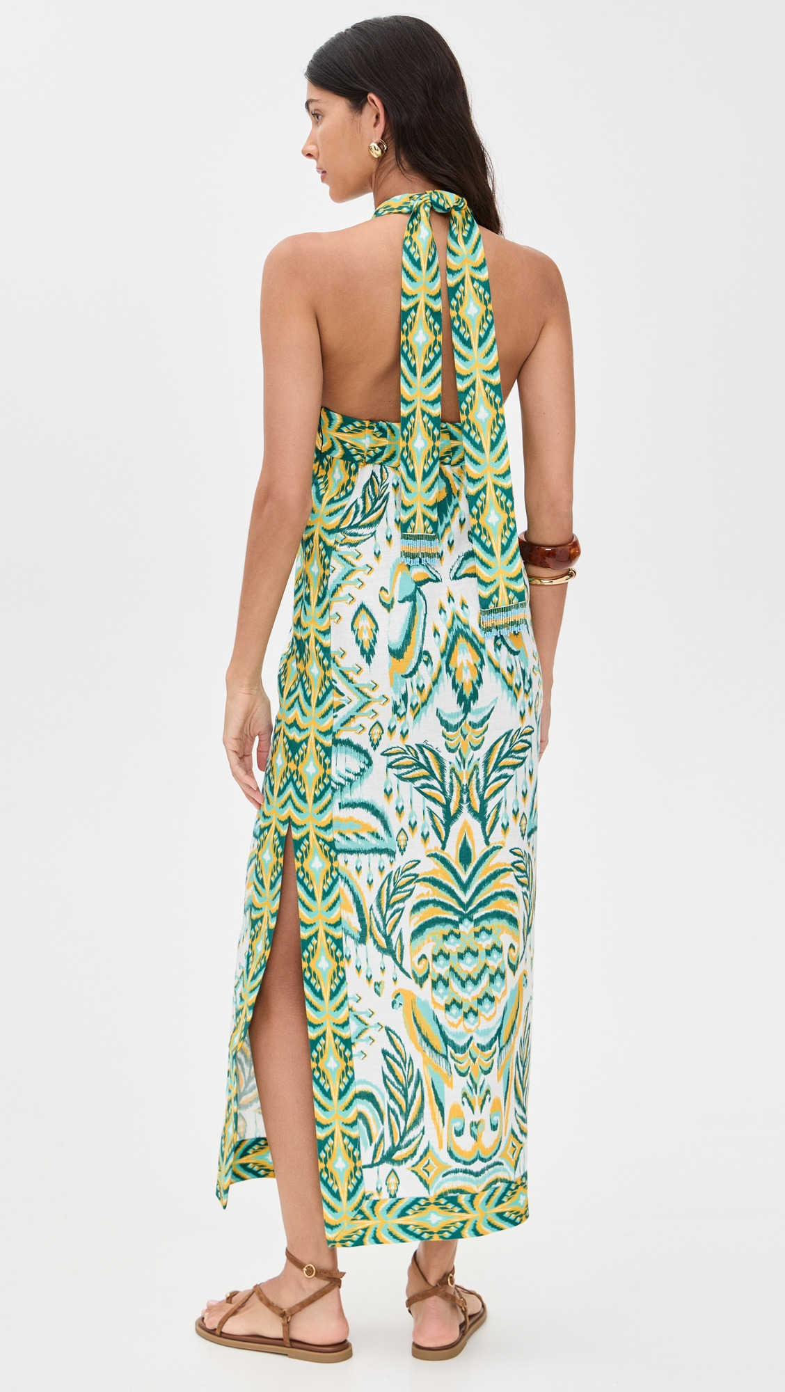 Tropical Tapestry Off-White Halter Neck Dress - 2