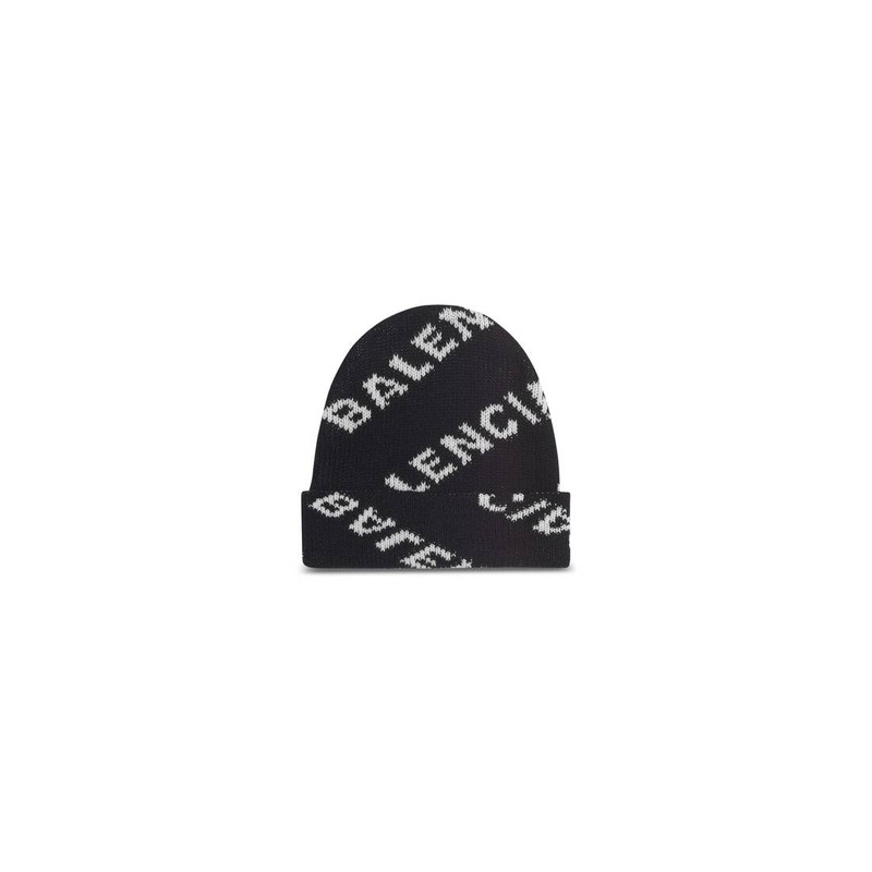 Men's Allover Logo Beanie in Black - 1