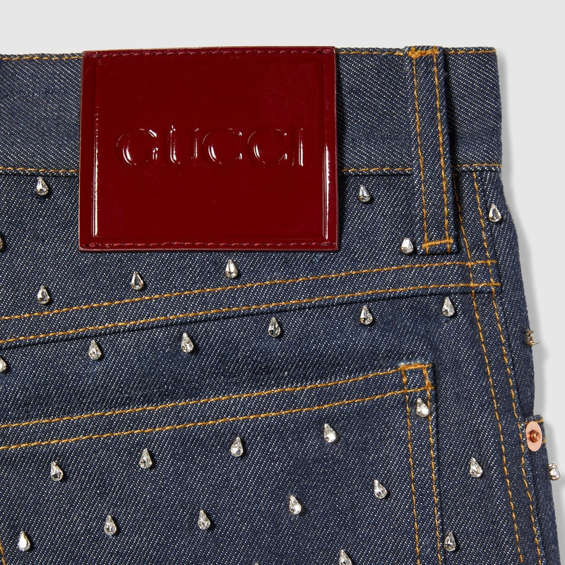 Cropped denim pant with embroidery 7