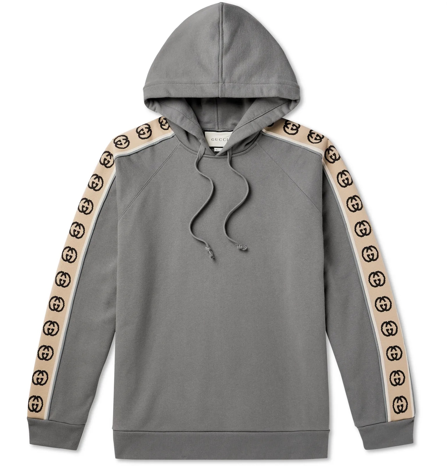 Oversized Webbing-Trimmed Loopback Cotton-Jersey Hoodie - 1