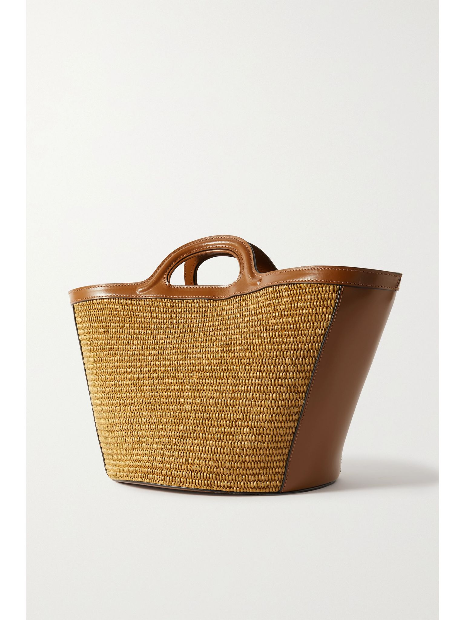 Tropicalia small leather and embroidered faux raffia tote Neutral - 3