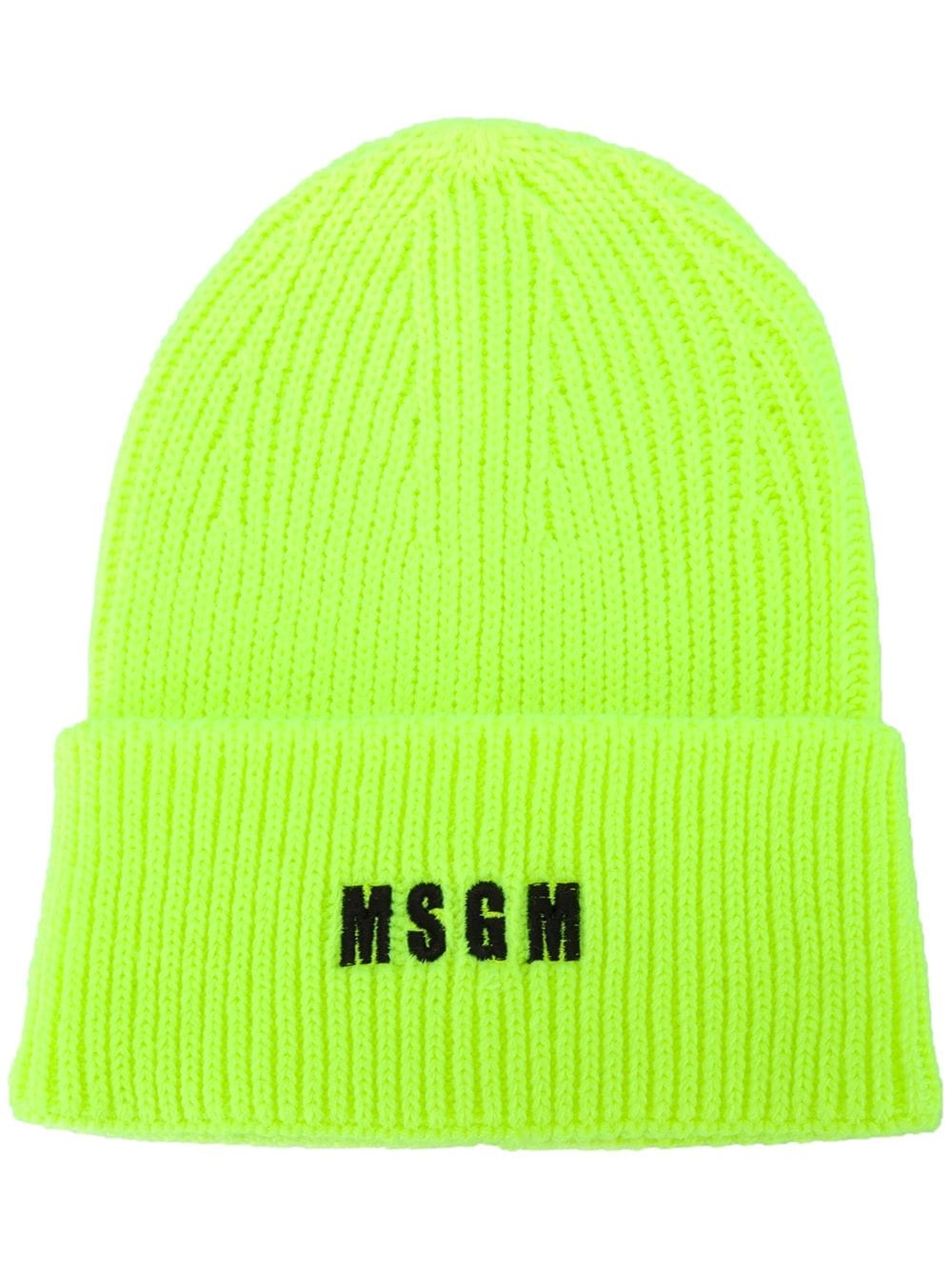 logo-embroidered ribbed knit beanie - 1