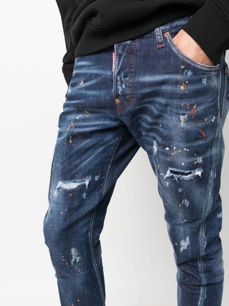 DSQUARED2 paint splatter skinny jeans REVERSIBLE