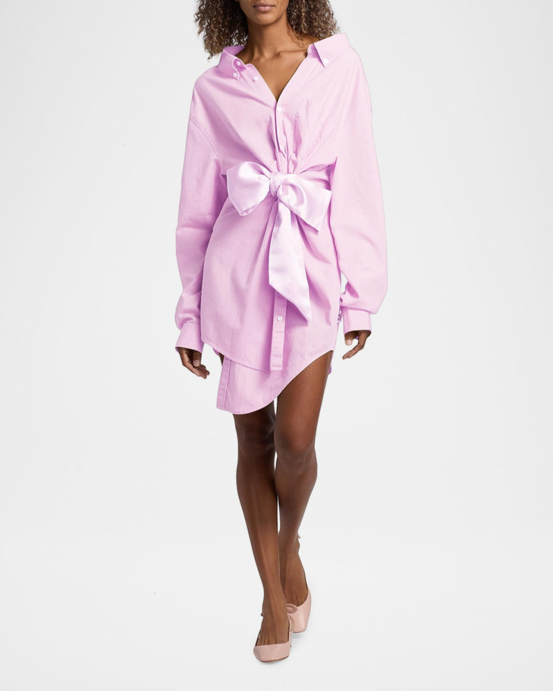 AREA Satin Knot Poplin Shirt Dress outlook