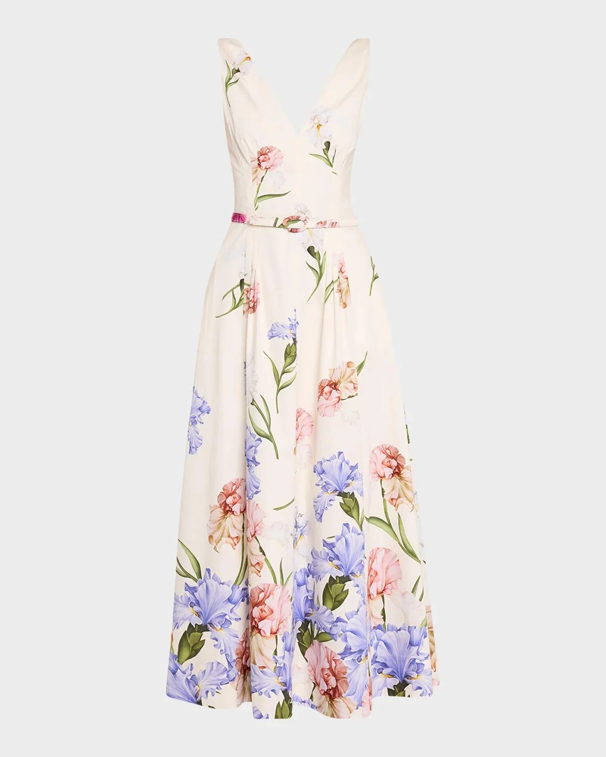 Sleeveless Dégradé Iris Cotton Poplin Dress - 1