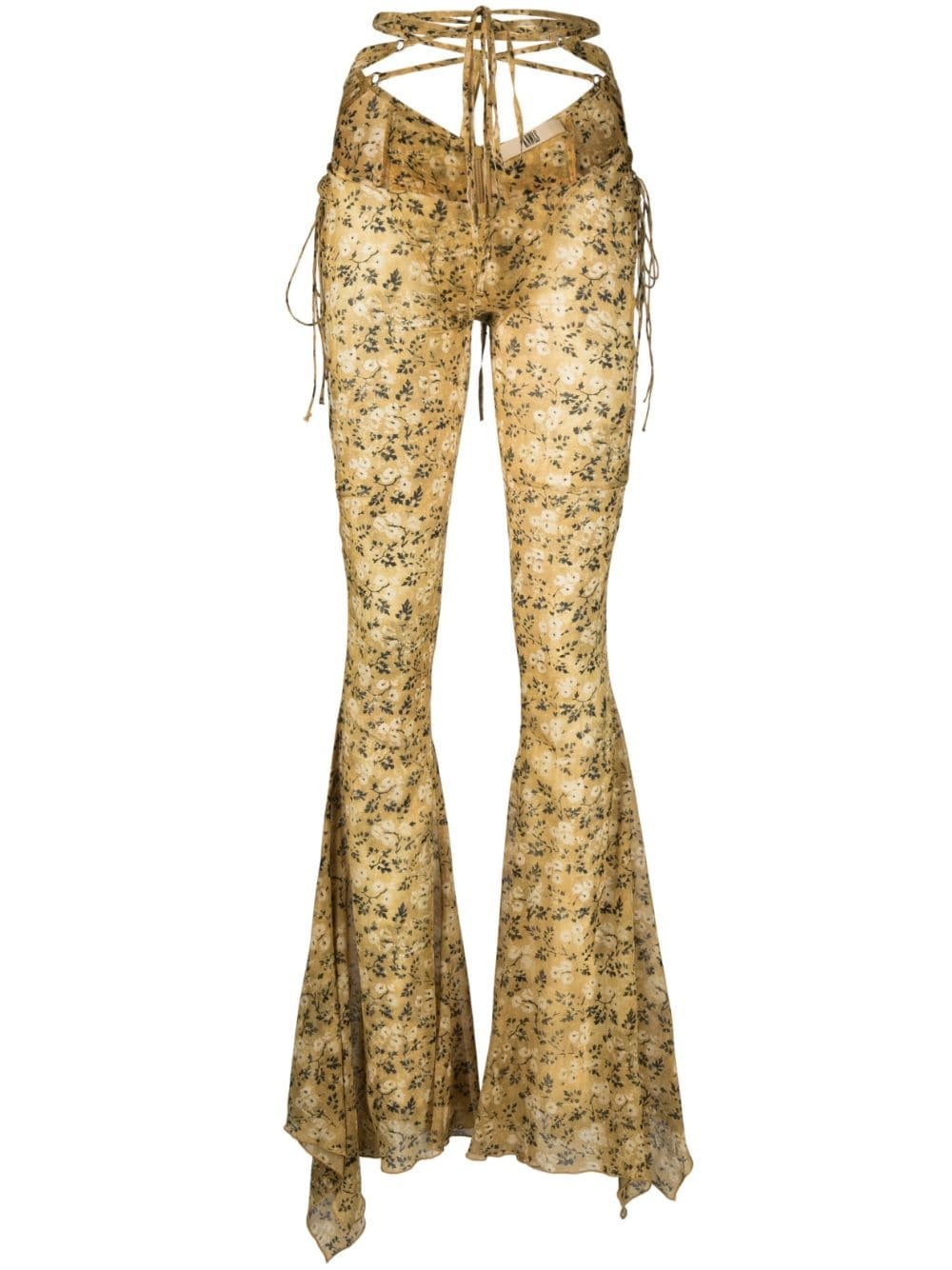 floral print flared trousers - 1