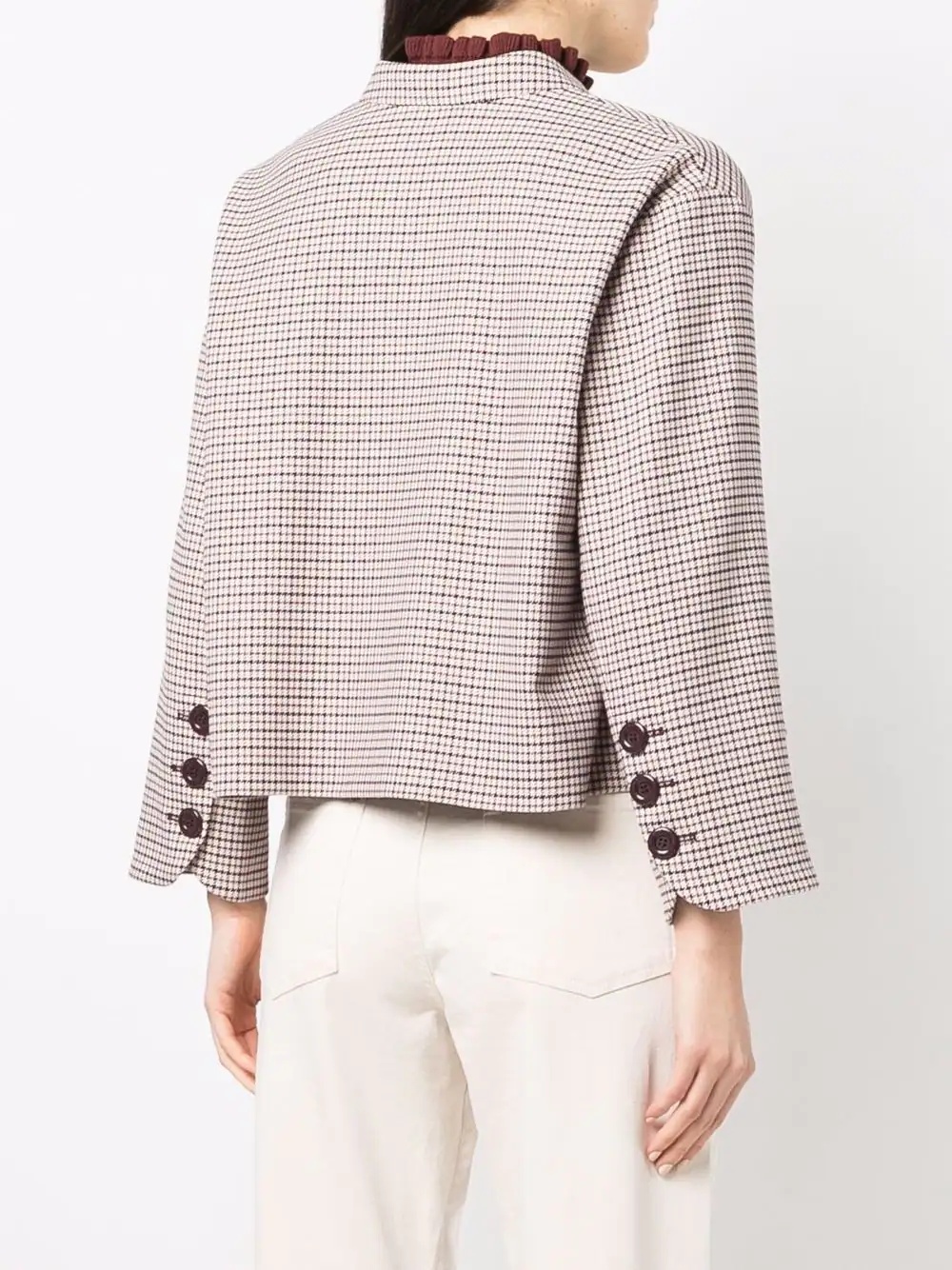 checked crop bomber jacket - 4