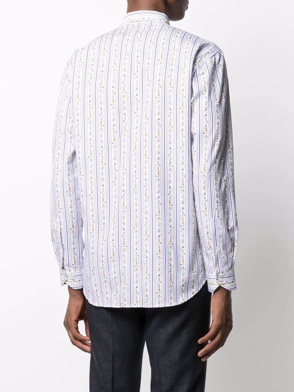 pinstripe floral-print shirt - 4