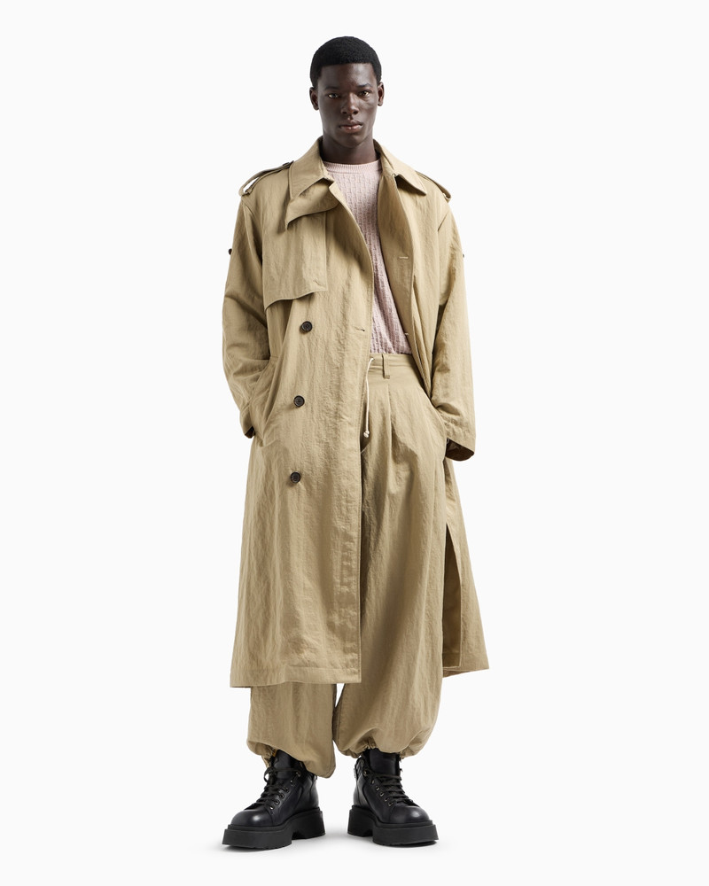 EMPORIO ARMANI WIDE TROUSERS IN TECHNICAL FABRIC WITH DRAWSTRING AT THE HEM outlook