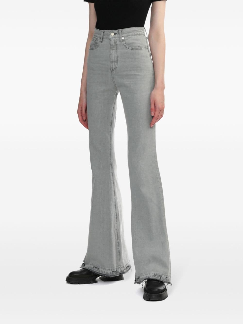distressed flared jeans - 3