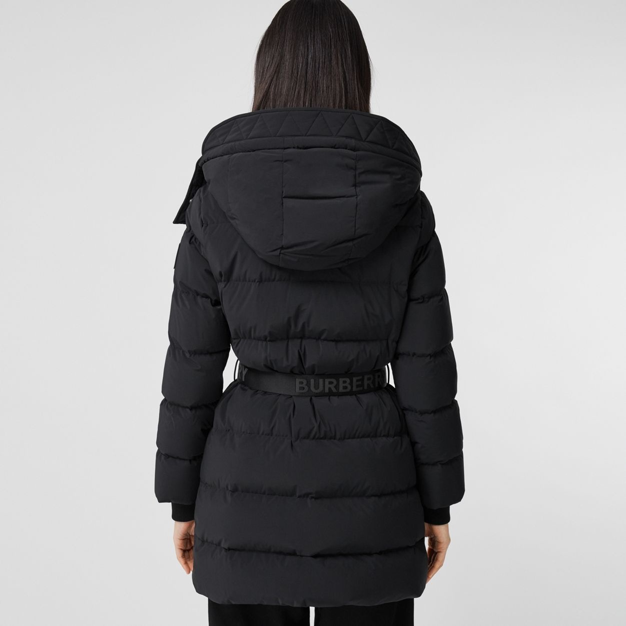 Detachable Hood Belted Puffer Coat - 4