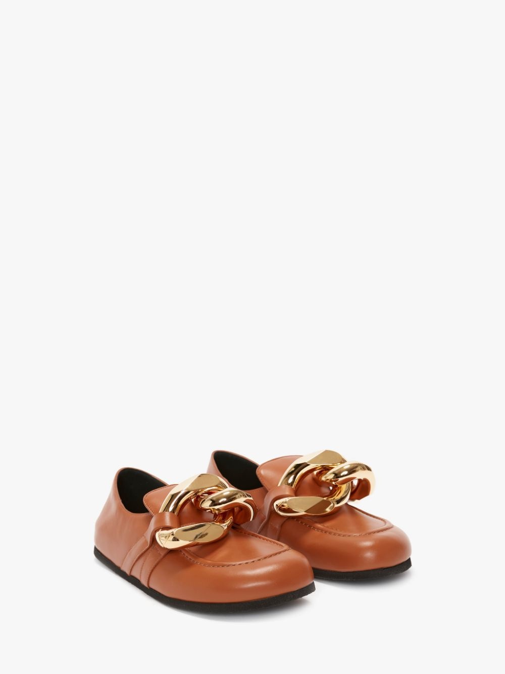 CLOSED BACK LEATHER CHAIN LOAFERS - 2