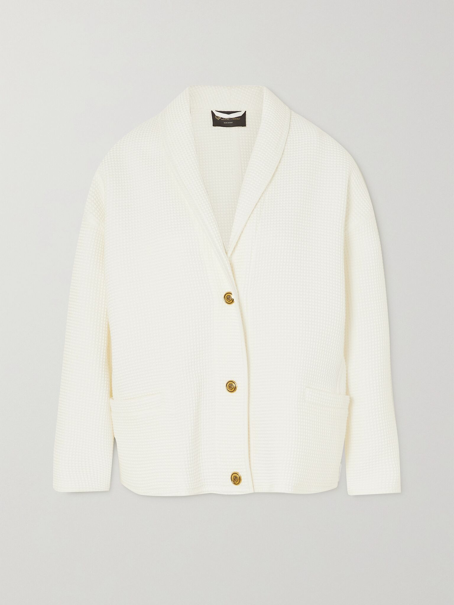 Shana waffle-knit cotton cardigan White - 1
