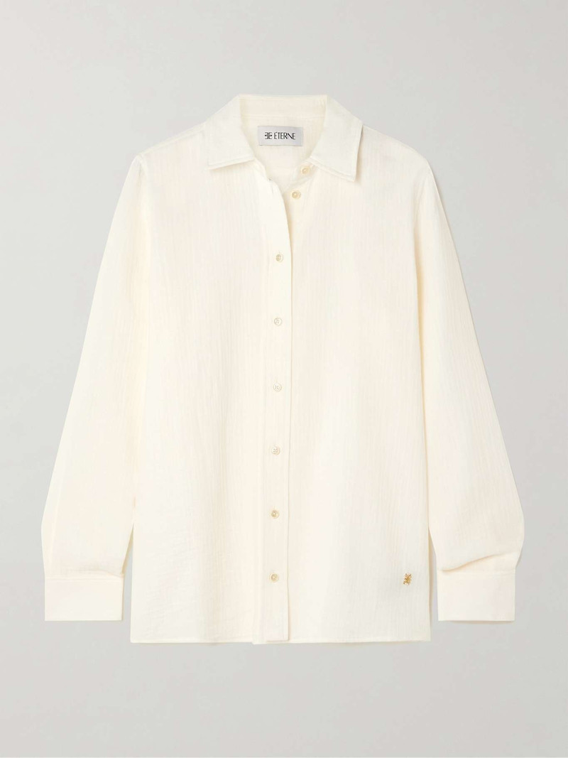 Constance embellished cotton-gauze shirt Ivory - 1