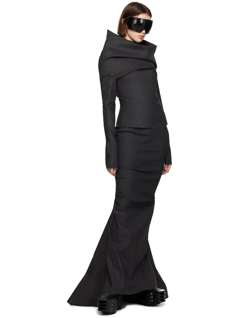 Rick Owens Black Porterville AL Pillar Denim Maxi Skirt outlook