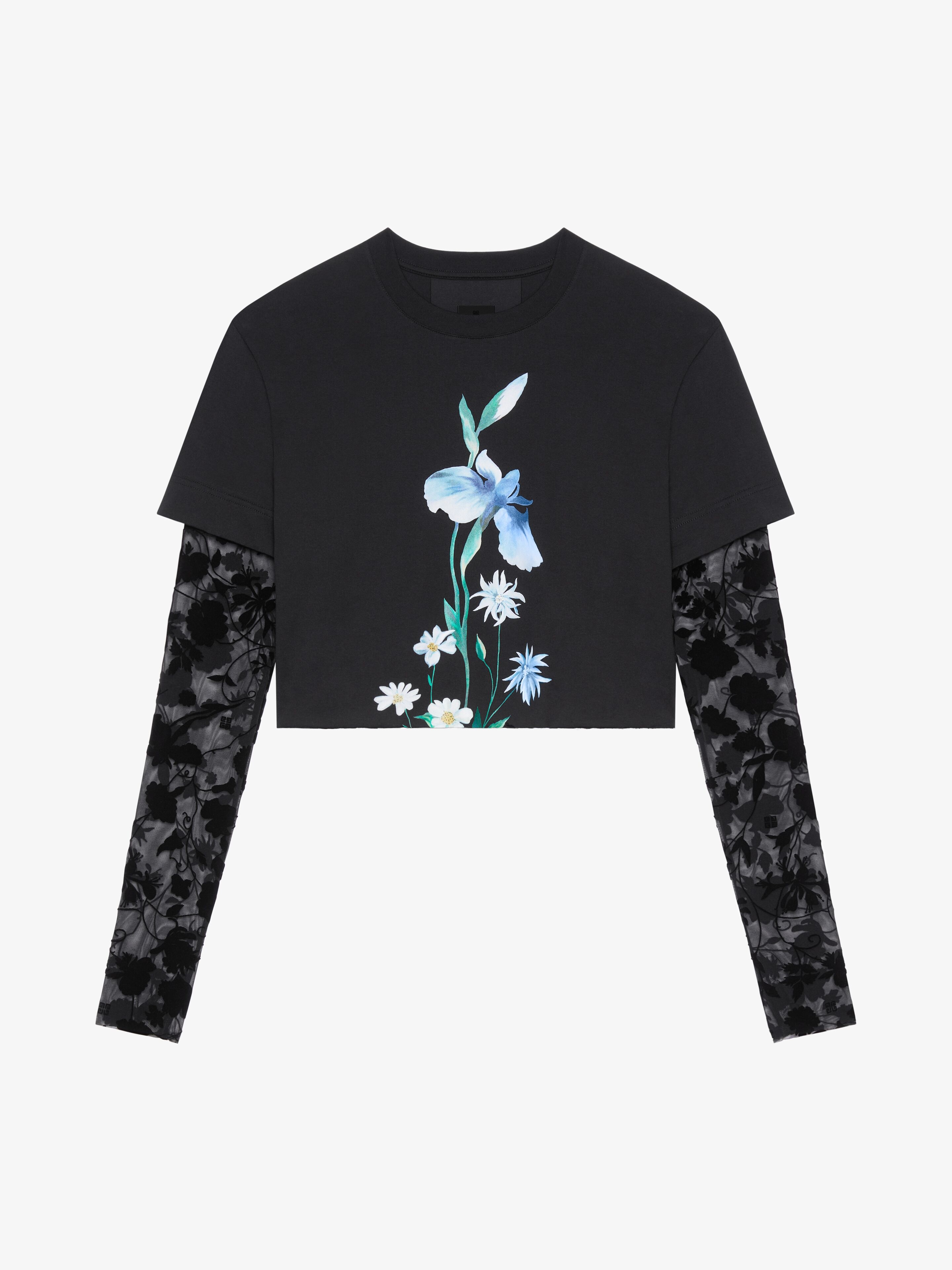 OVERLAPPED CROPPED T-SHIRT IN COTTON AND TULLE - 1