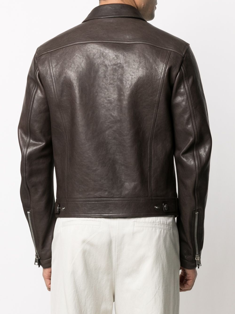 zip-up leather jacket - 4