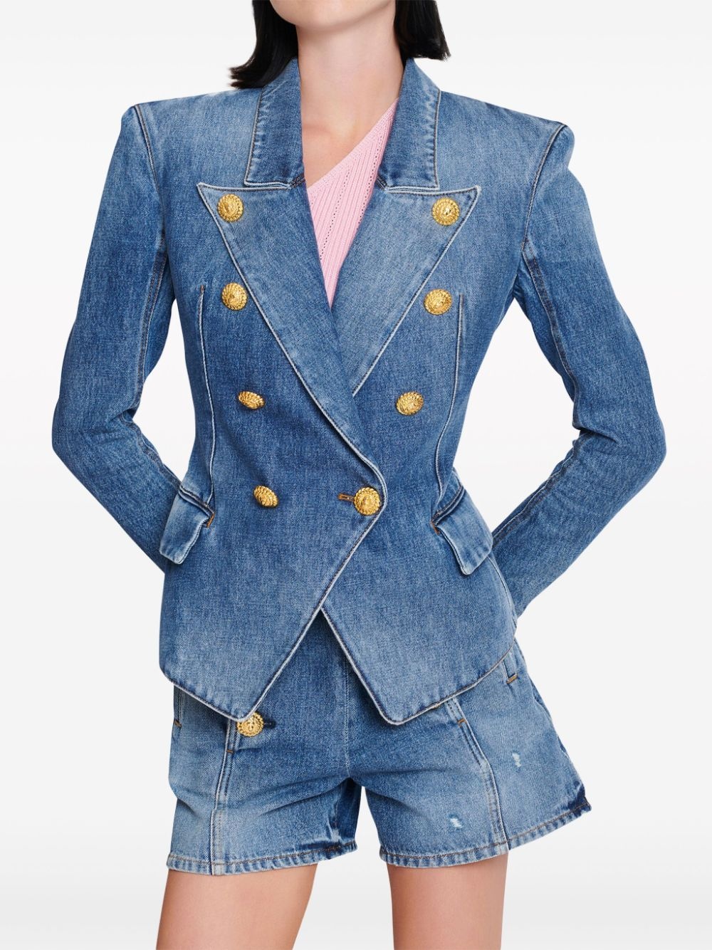 double-breasted denim jacket - 5