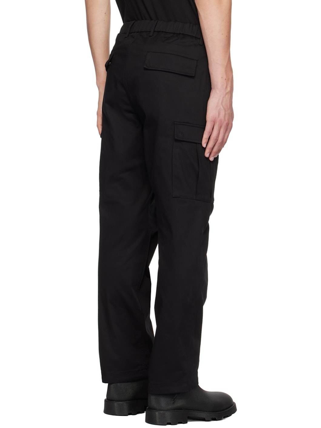 Black Logo Patch Cargo Pants - 3