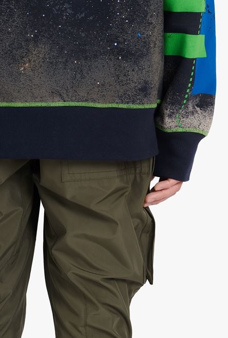 Oversized multicolor cotton sweatshirt with Balmain logo print - 8
