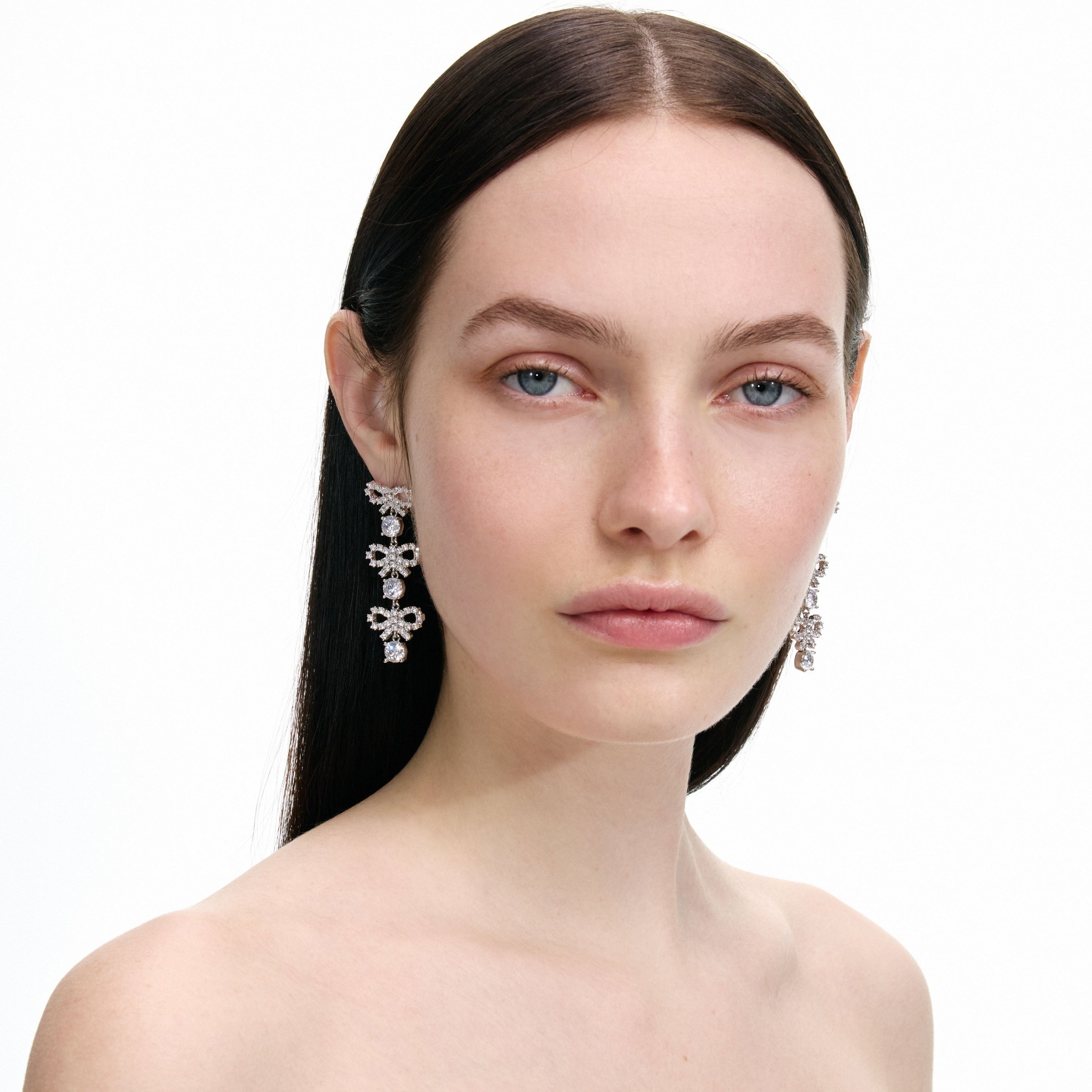 Micro Bow Crystal Tiered Earrings - 4
