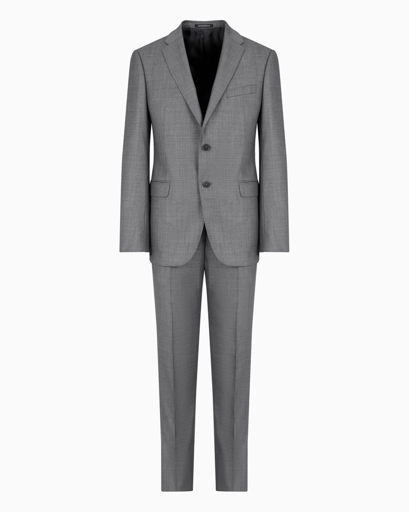 Single-breasted slim-fit suit in a silky-finish grisaille 1