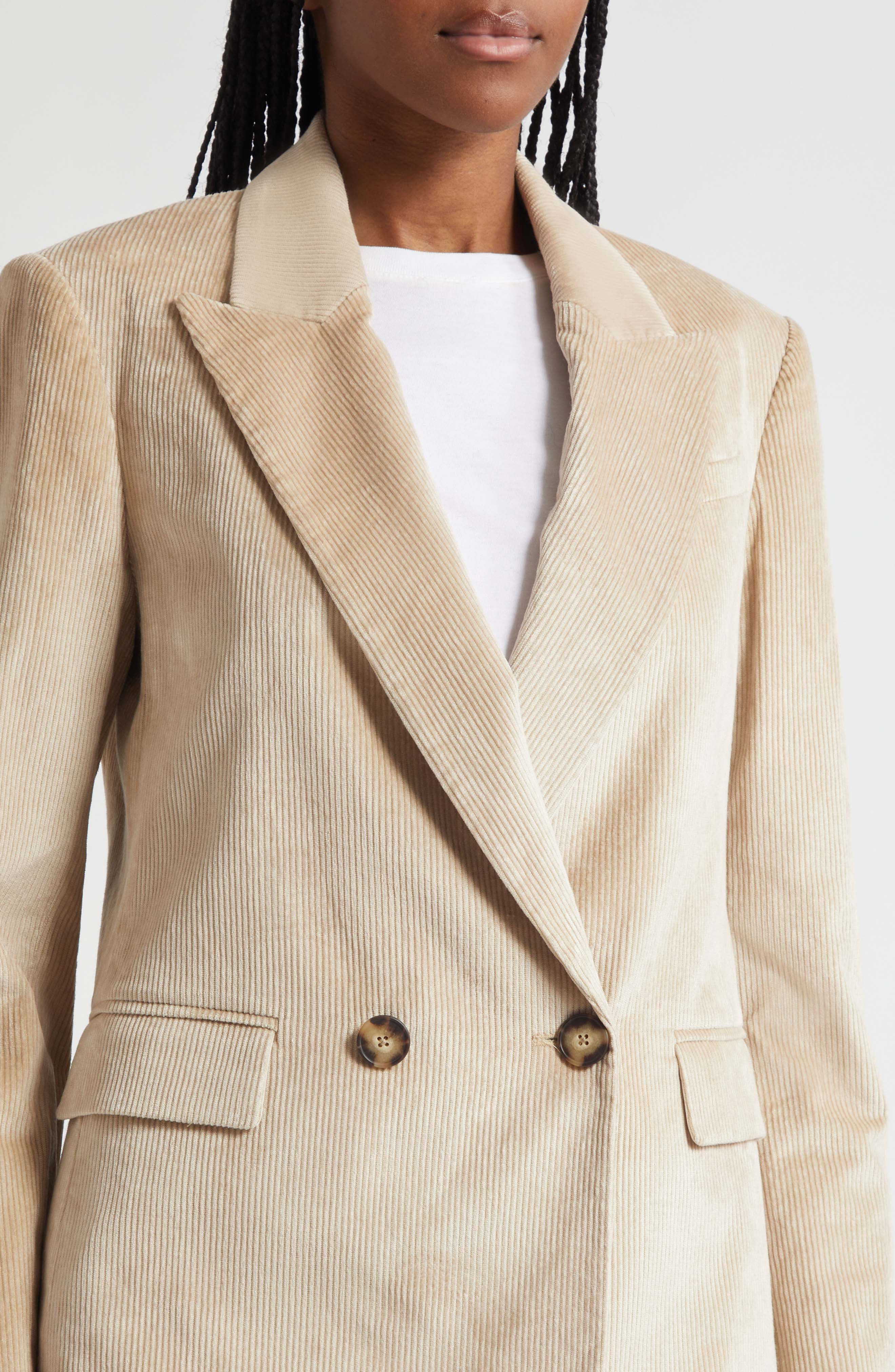 Veronica Beard Sevyn Corduroy Double Breasted Dickey Jacket in Heathered Sand at Nordstrom - 7