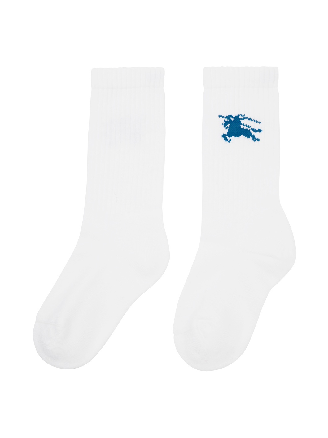 White Ribbed Cotton Blend Socks - 2