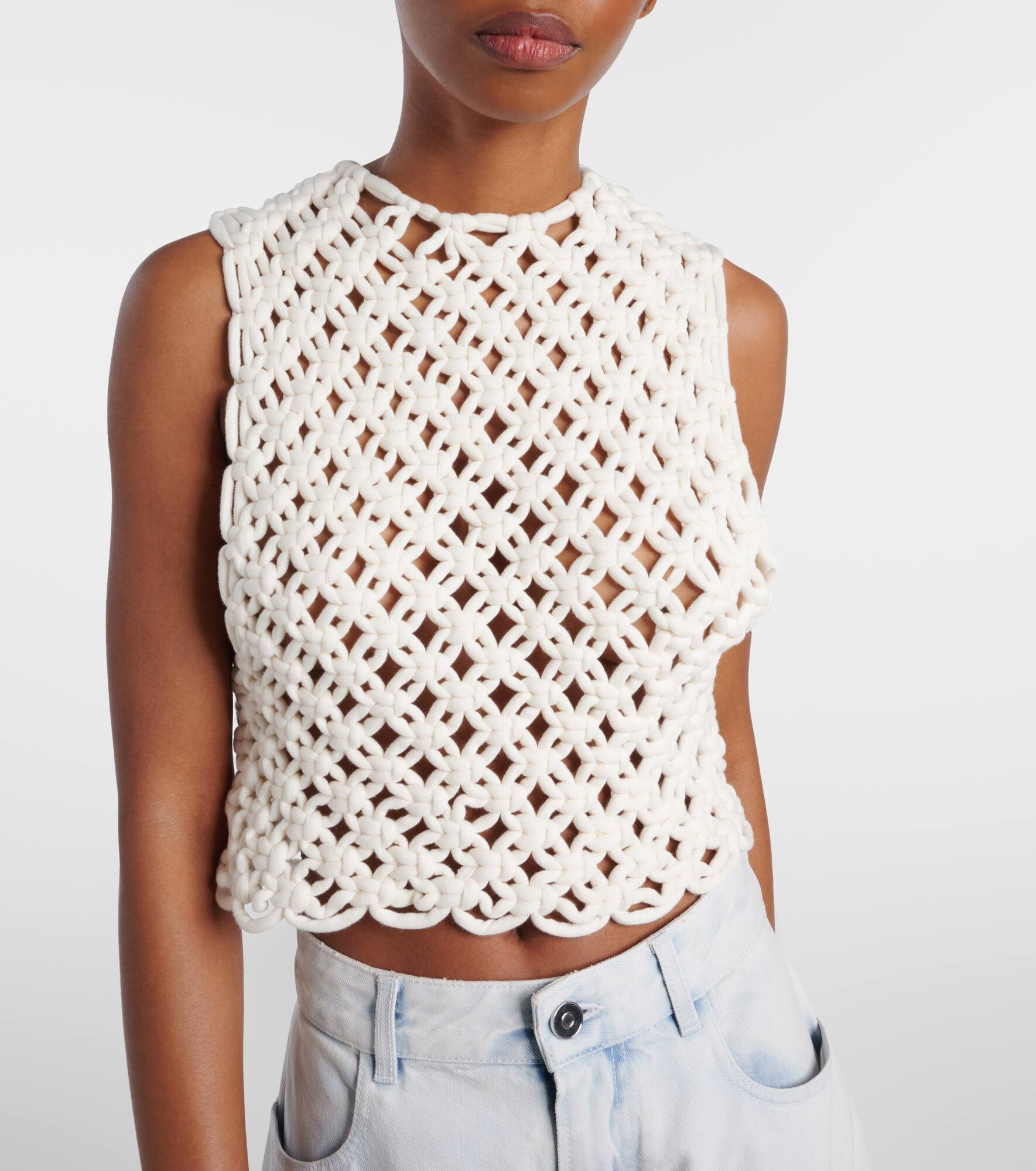 Open-knit cotton-blend top - 5