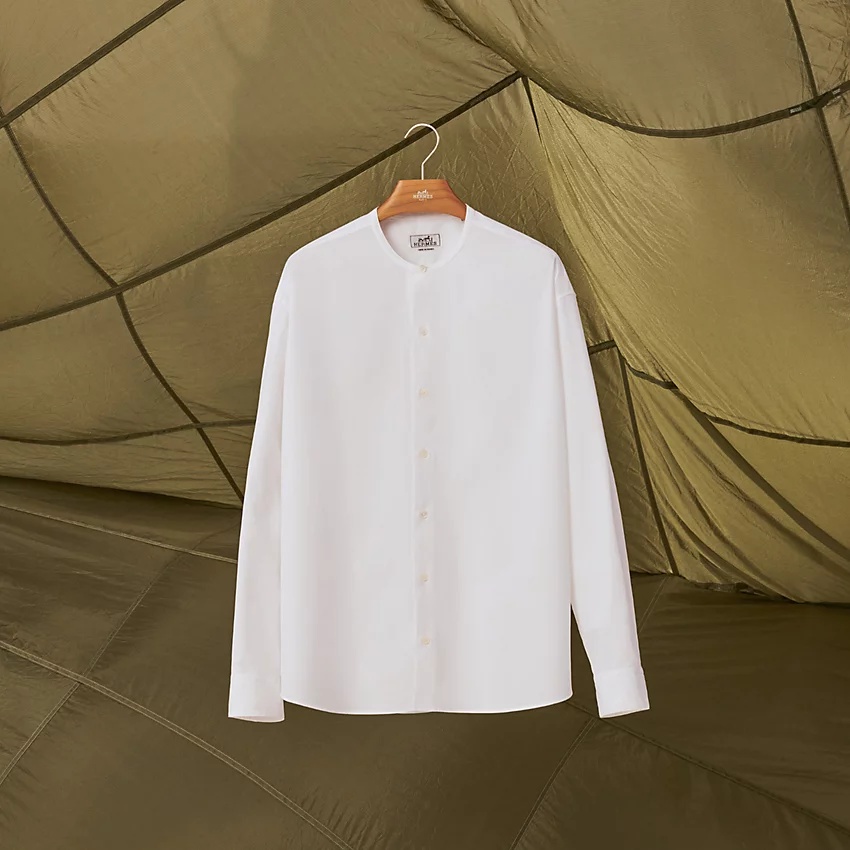 Collarless boxy fit shirt - 4
