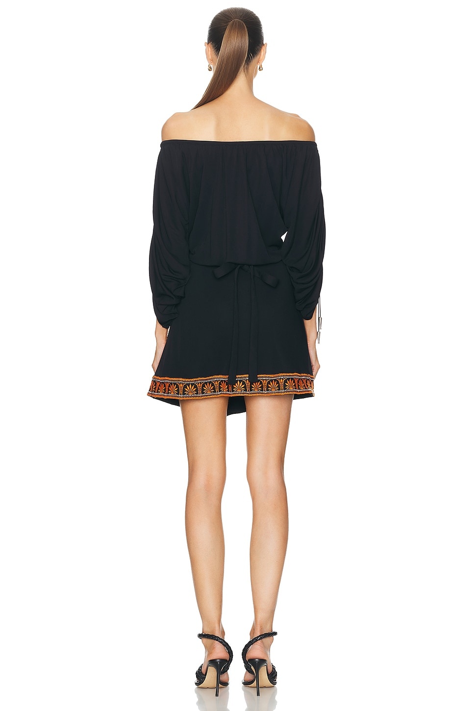 Off The Shoulder Pleated Sleeves Dress - 4