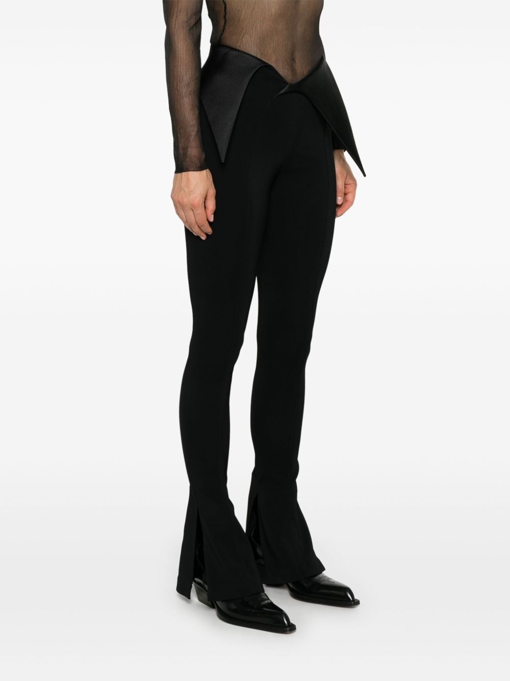 satin-waistband flared trousers - 3